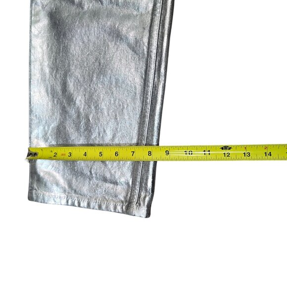 ✨ MNG by Mango Metallic Silver Wide-Leg Jeans – Size US 8 / EU 40 – NWT - Picture 4 of 13